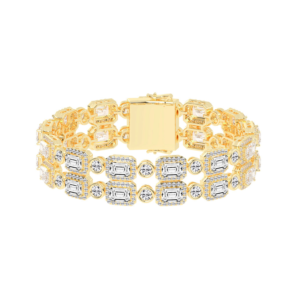 Avelis Double Emerald Cut Fancy Lab Diamond Bracelet