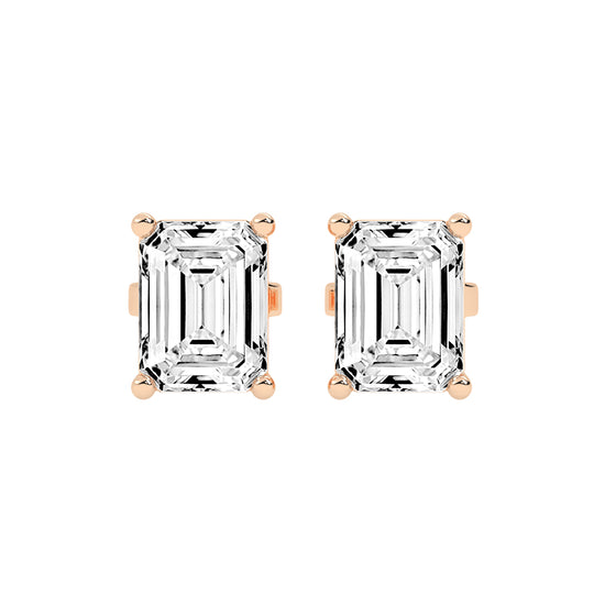 Architectural Brilliance Emerald-Cut Diamond Stud Earrings
