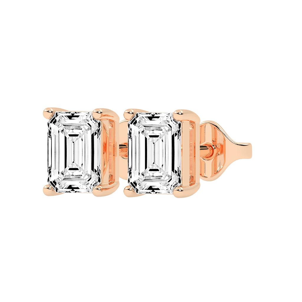 Architectural Brilliance Emerald-Cut Diamond Stud Earrings