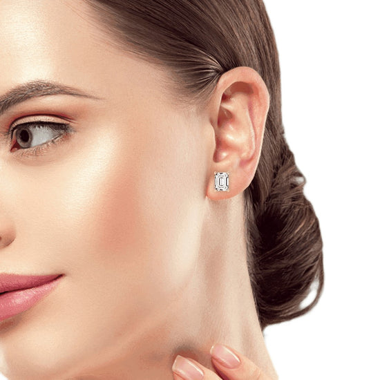 Architectural Brilliance Emerald-Cut Diamond Stud Earrings