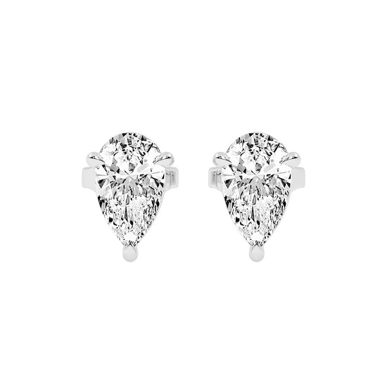 Graceful Cascade Pear Diamond Stud Earrings