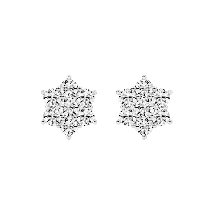 Stellar Bloom Diamond Cluster Stud Earrings