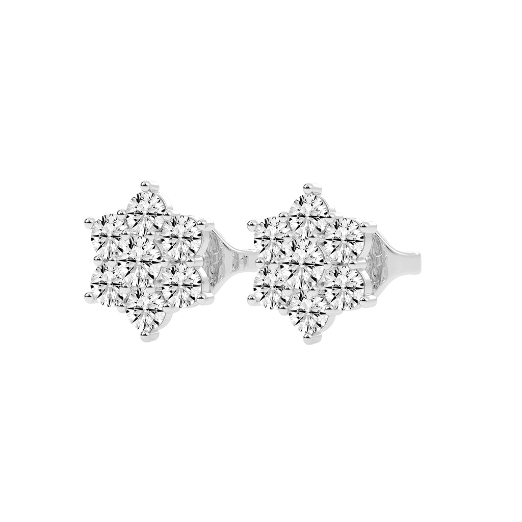 Stellar Bloom Diamond Cluster Stud Earrings