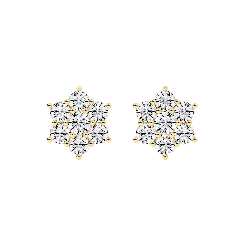Stellar Bloom Diamond Cluster Stud Earrings