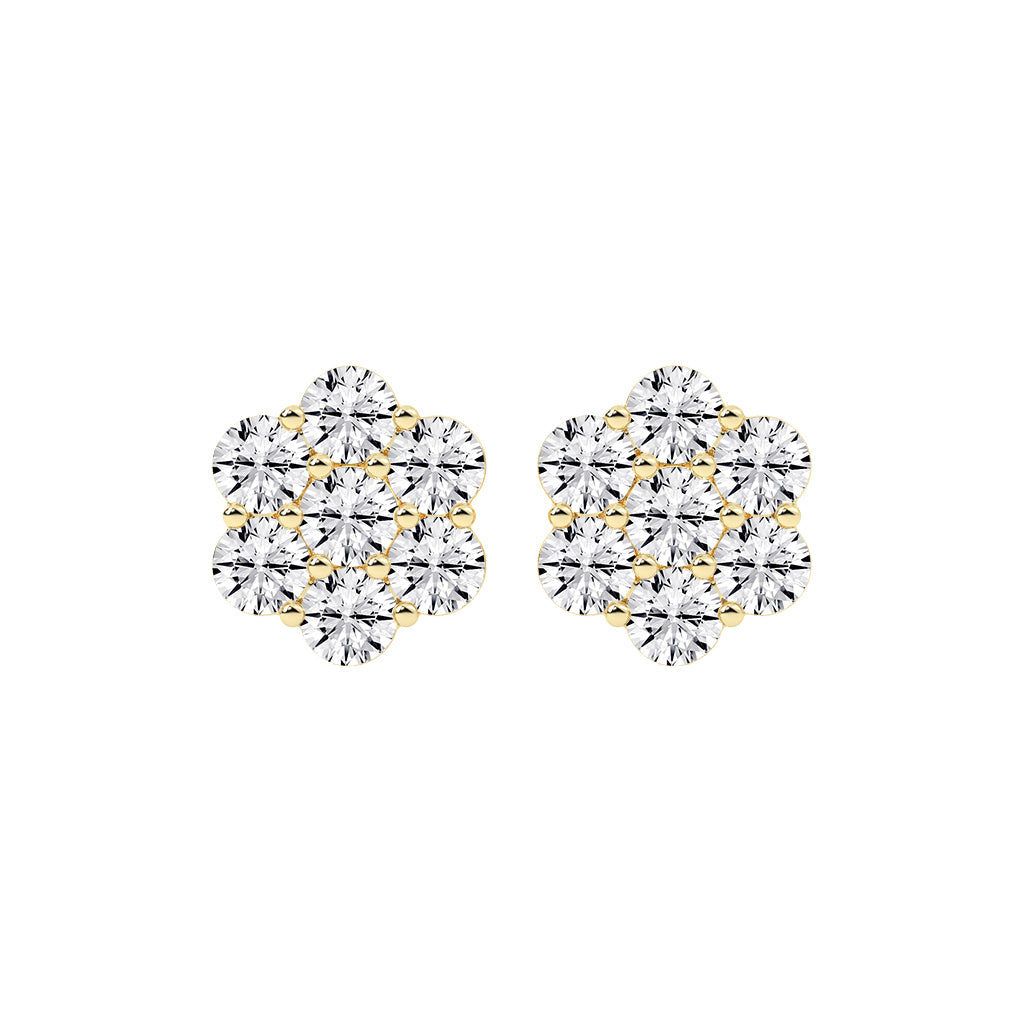 Cosmic Bloom Diamond Cluster Stud Earrings