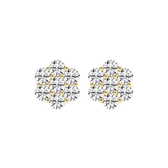 Cosmic Bloom Diamond Cluster Stud Earrings