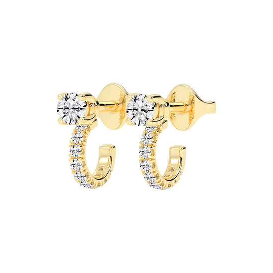 Convertible Brilliance Round Diamond Hoop Jacket Earrings