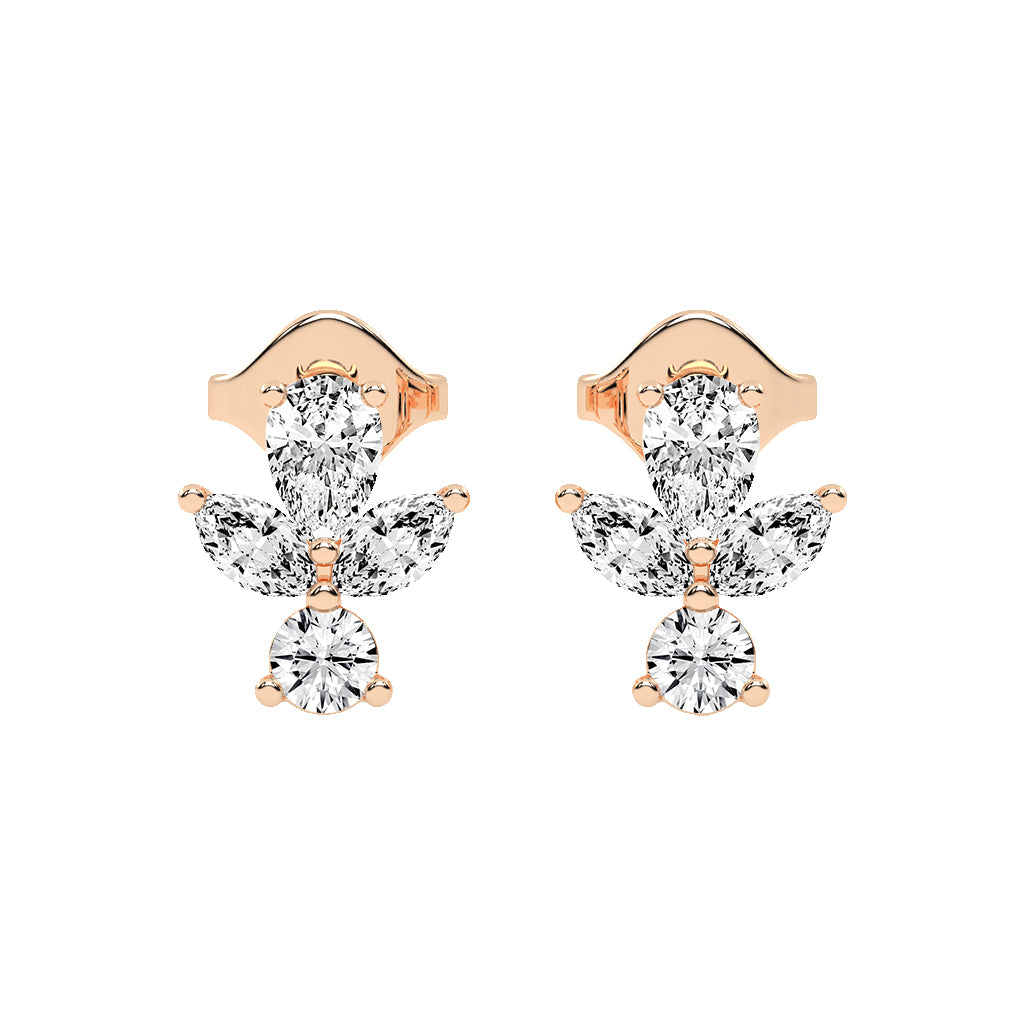 Ethereal Blossom Mixed Cut Diamond Cluster Studs