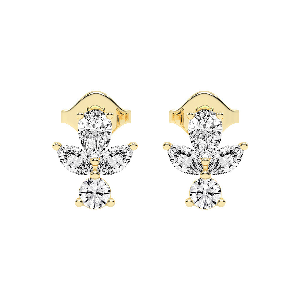 Ethereal Blossom Mixed Cut Diamond Cluster Studs