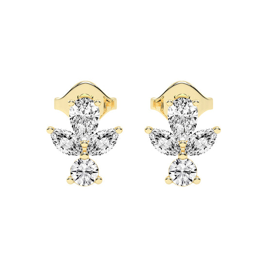 Ethereal Blossom Mixed Cut Diamond Cluster Studs
