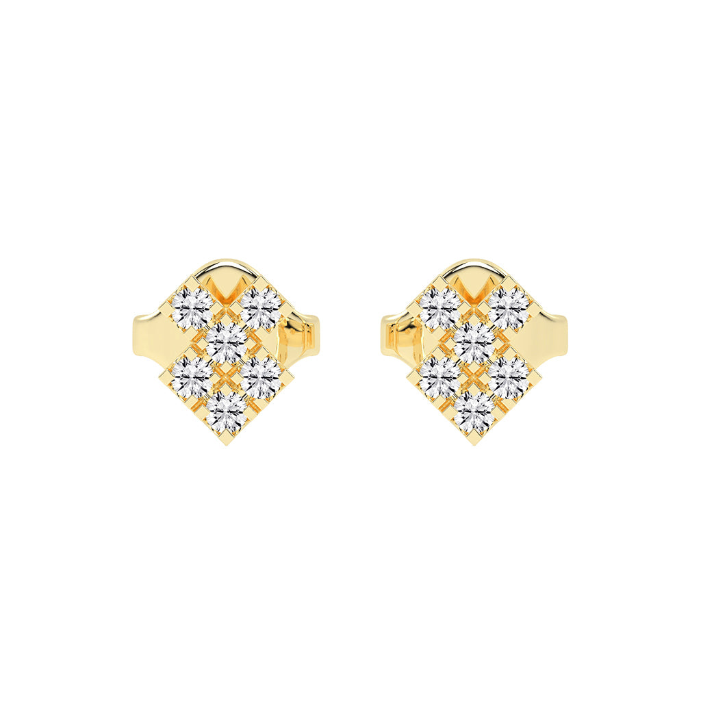 Pave Square Cluster Diamond Studs