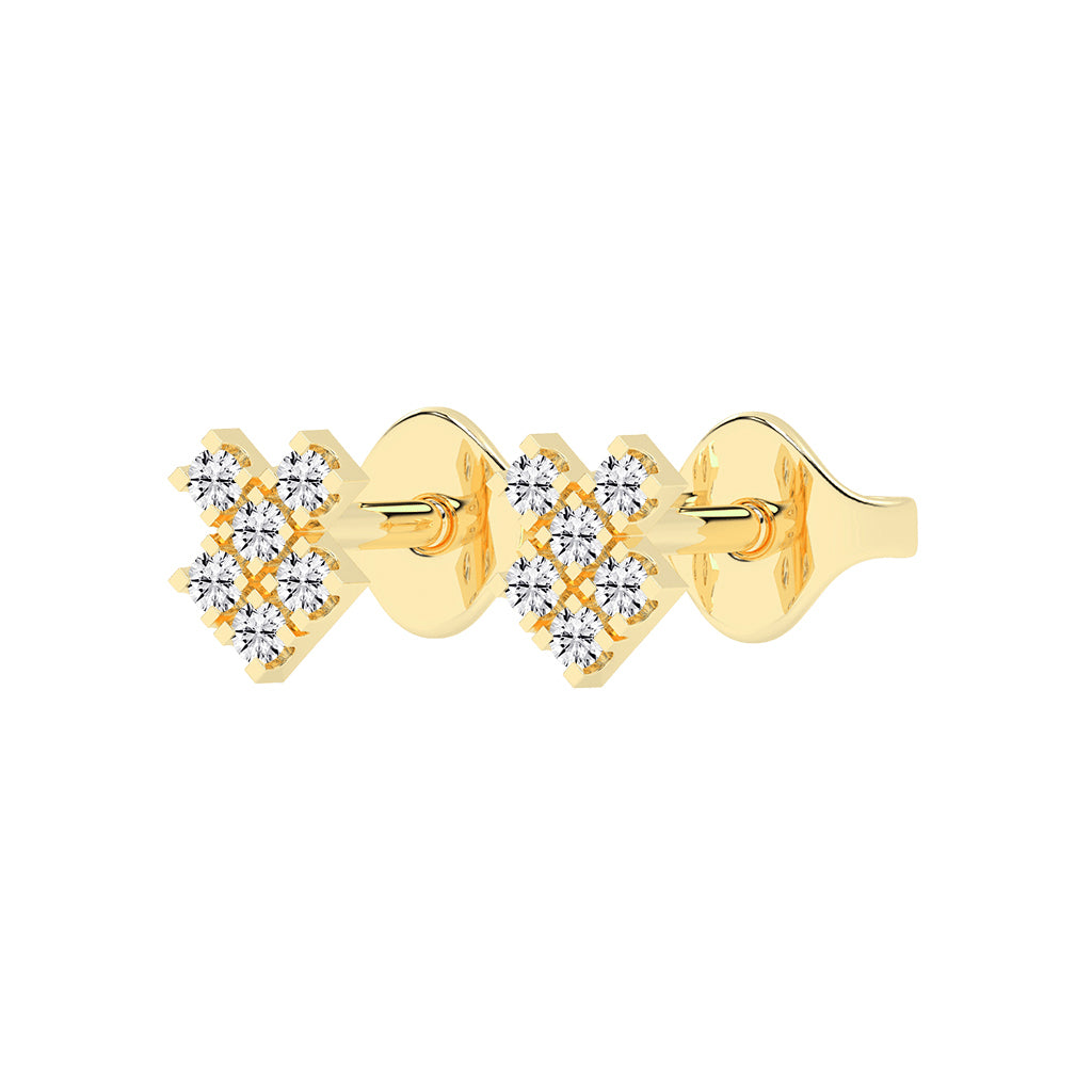 Pave Square Cluster Diamond Studs