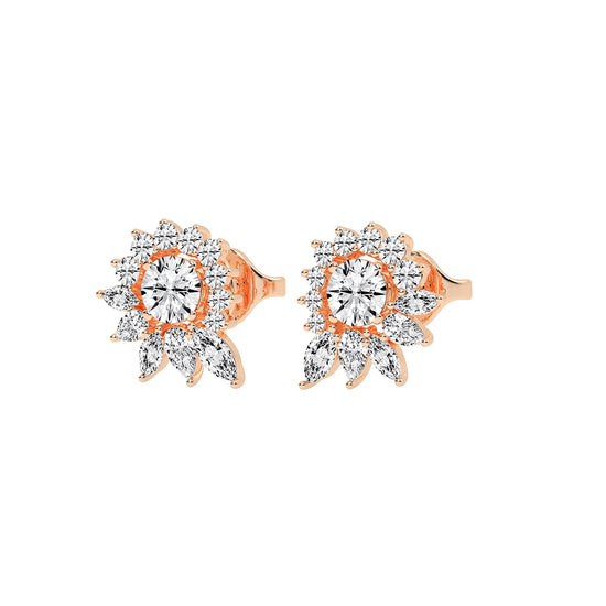 Celestial Bloom Radiating Marquise Diamond Studs