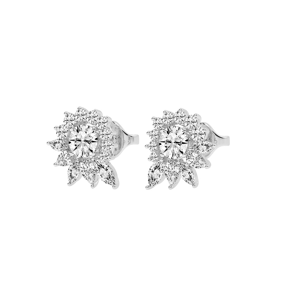 Celestial Bloom Radiating Marquise Diamond Studs