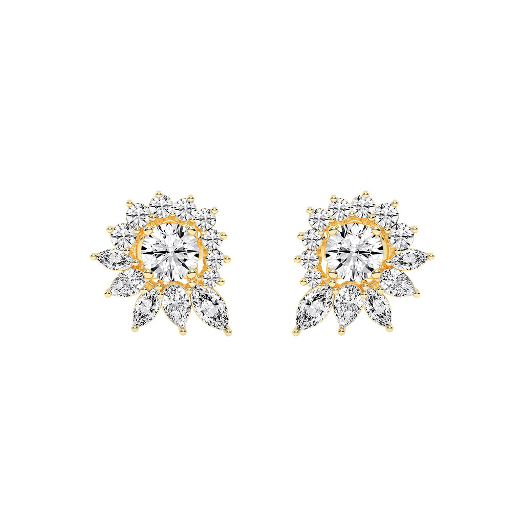 Celestial Bloom Radiating Marquise Diamond Studs