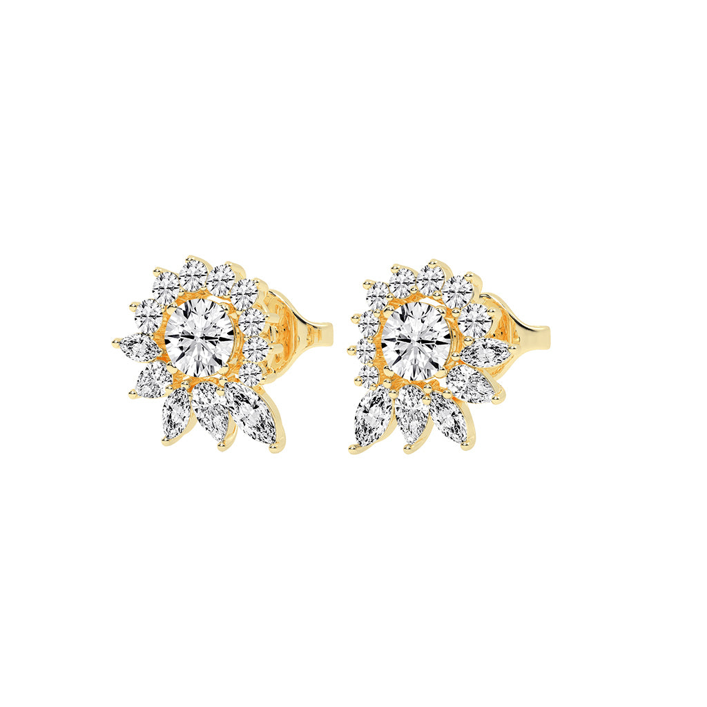 Celestial Bloom Radiating Marquise Diamond Studs