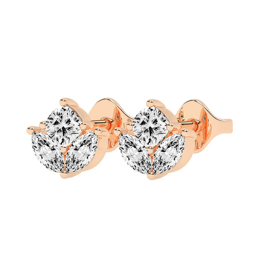 Elegant Petalette Round Marquise Diamond Studs