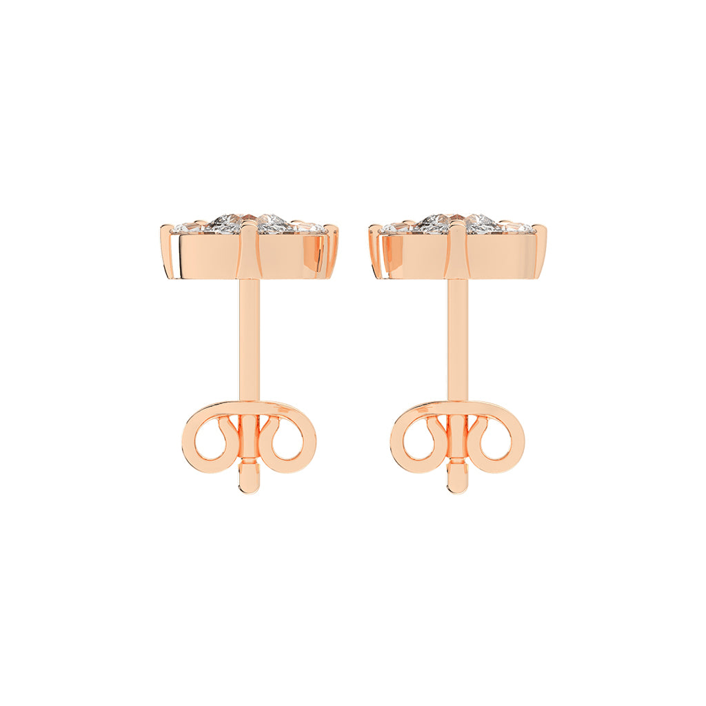 Elegant Petalette Round Marquise Diamond Studs