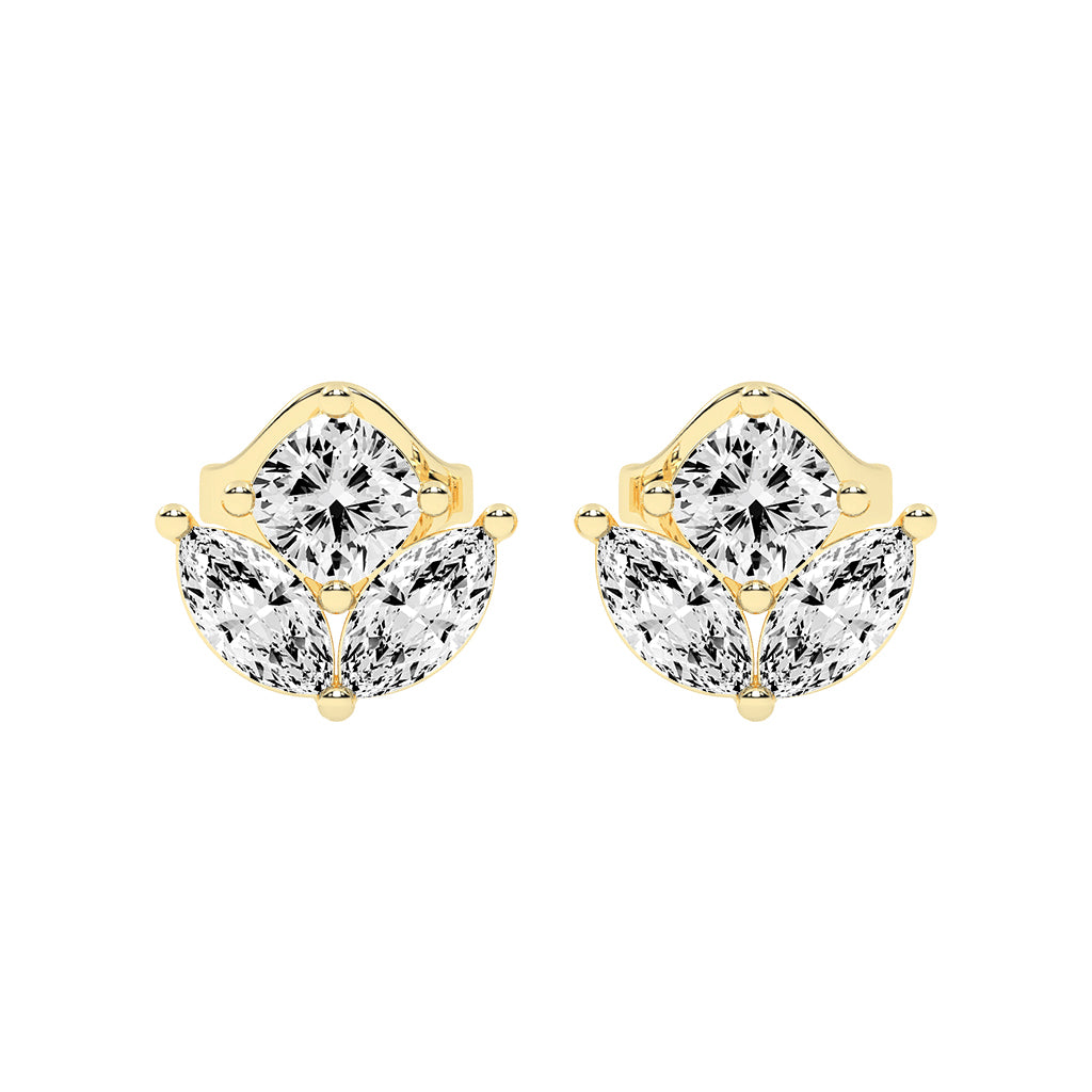 Elegant Petalette Round Marquise Diamond Studs