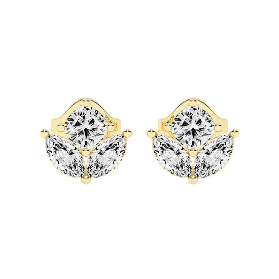Elegant Petalette Round Marquise Diamond Studs
