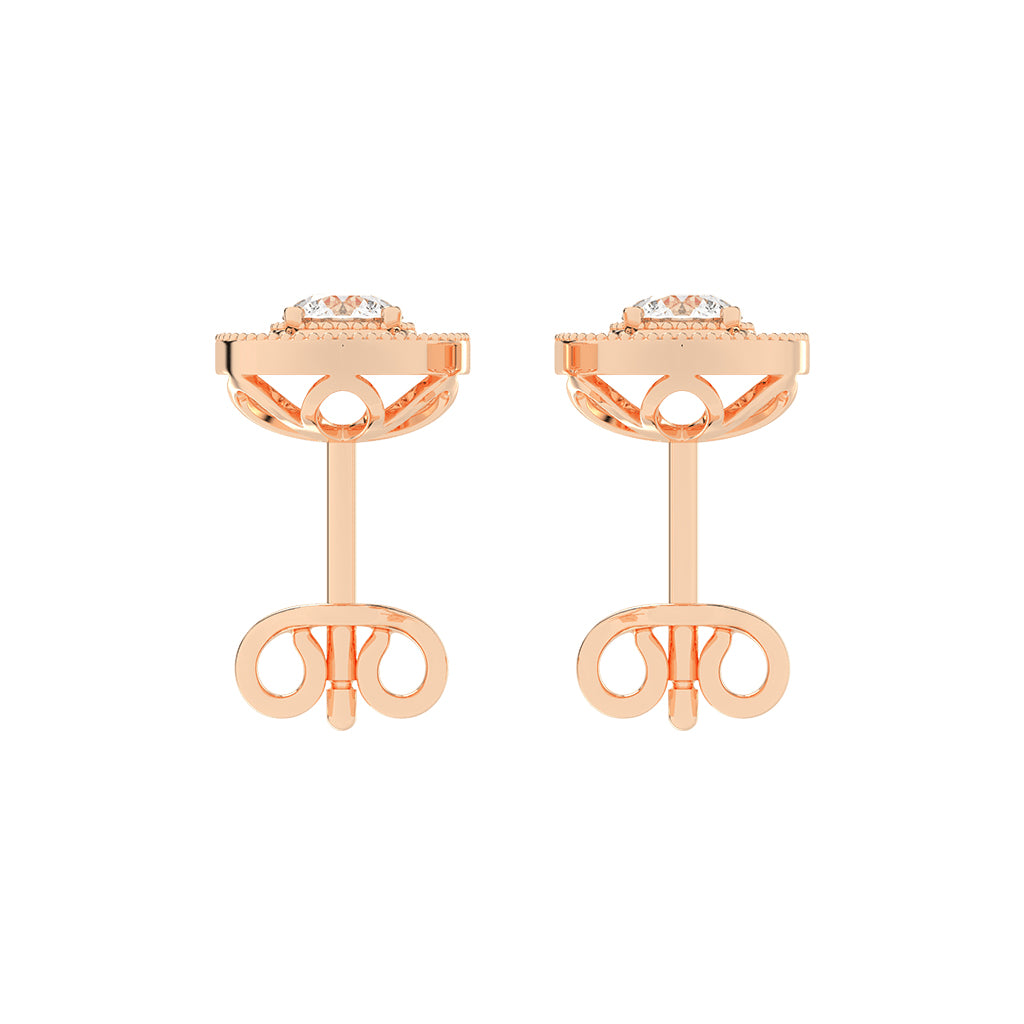 Vintage Inspired Milgrain Halo Diamond Studs