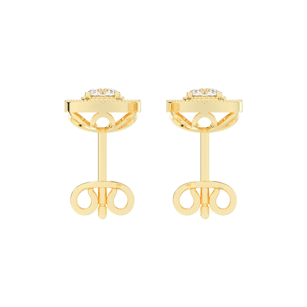 Vintage Inspired Milgrain Halo Diamond Studs