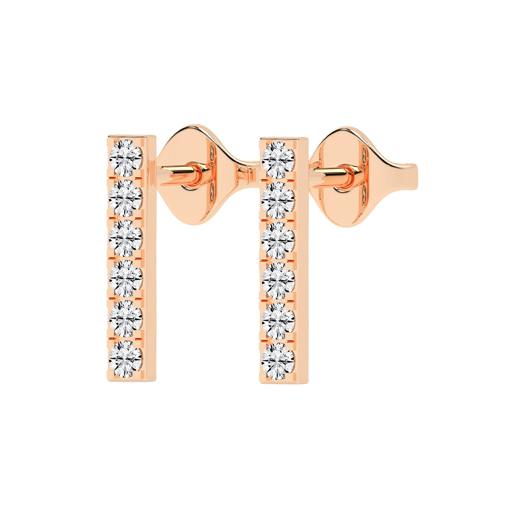 Sleek Linear Sparkle Diamond Bar Studs