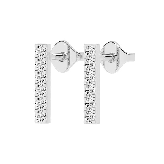 Sleek Linear Sparkle Diamond Bar Studs