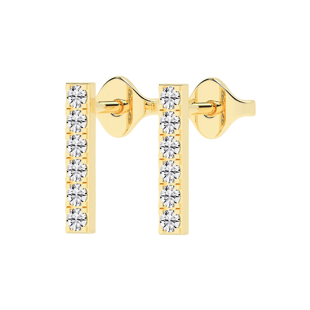 Sleek Linear Sparkle Diamond Bar Studs
