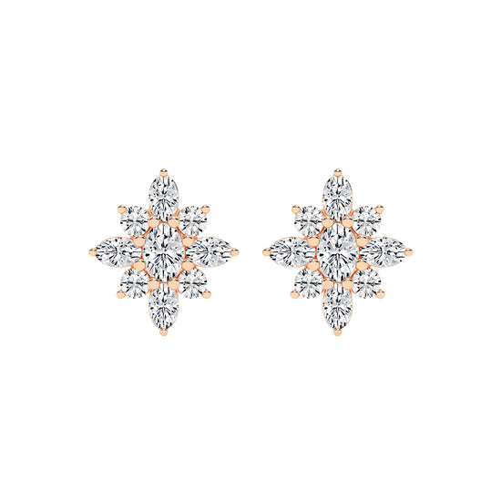 Radiant Petal Burst Mixed Cut Diamond Studs