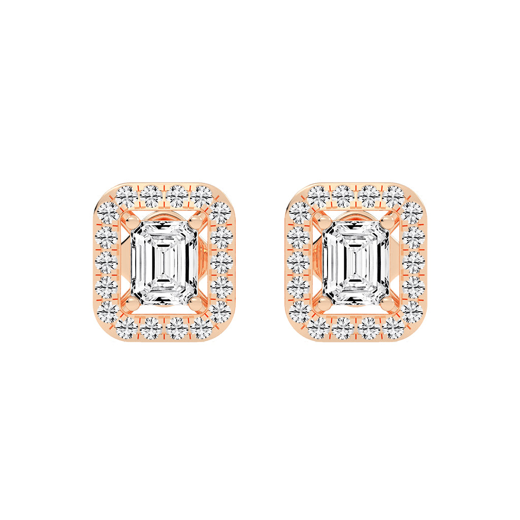 Regal Emerald Halo Diamond Studs
