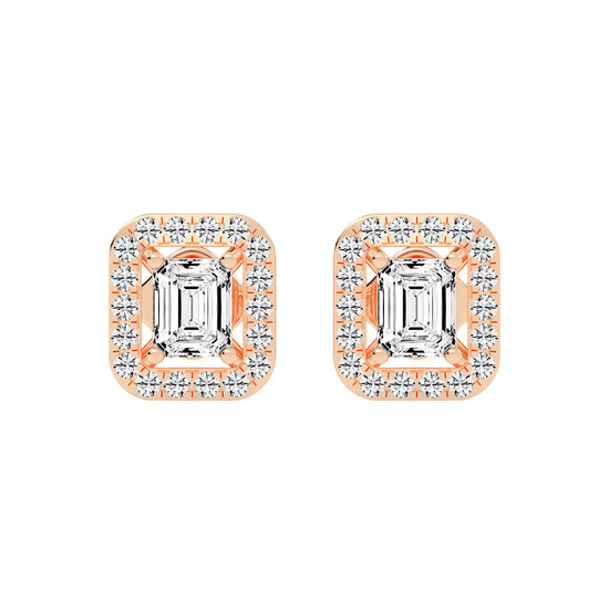 Regal Emerald Halo Diamond Studs