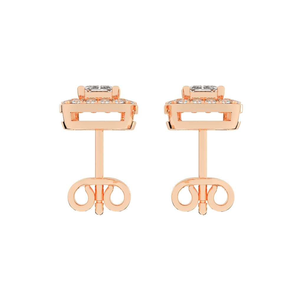 Regal Emerald Halo Diamond Studs