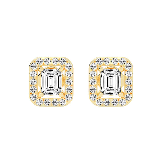 Regal Emerald Halo Diamond Studs