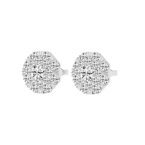 Effulgent Cluster Round Brilliant Diamond Studs