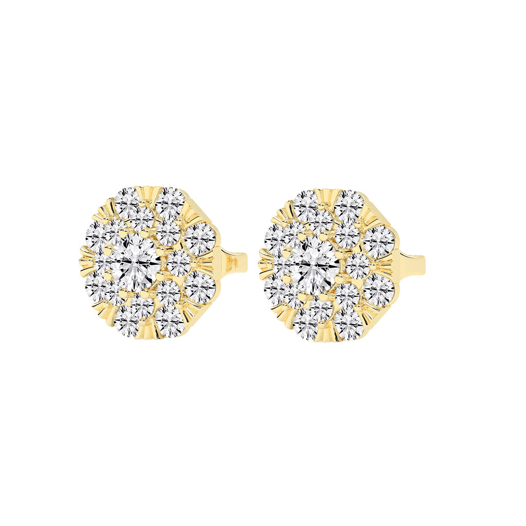 Effulgent Cluster Round Brilliant Diamond Studs