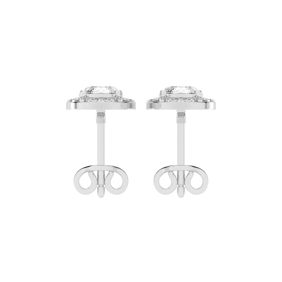 Elegant Oval Halo Brilliance Diamond Studs