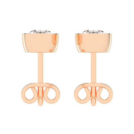 Modern Contoured Pear Bezel Set Diamond Studs