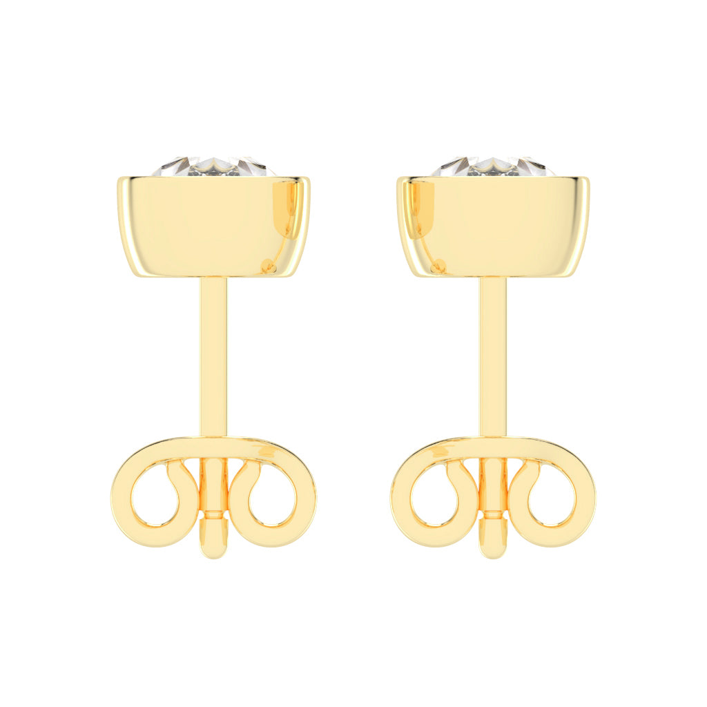 Modern Contoured Pear Bezel Set Diamond Studs