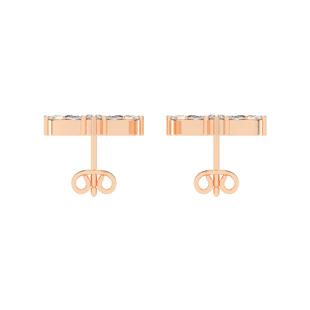 Elegance Petals Marquise Round Diamond Cluster Studs