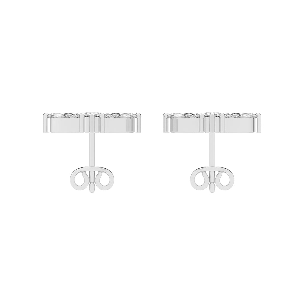 Elegance Petals Marquise Round Diamond Cluster Studs