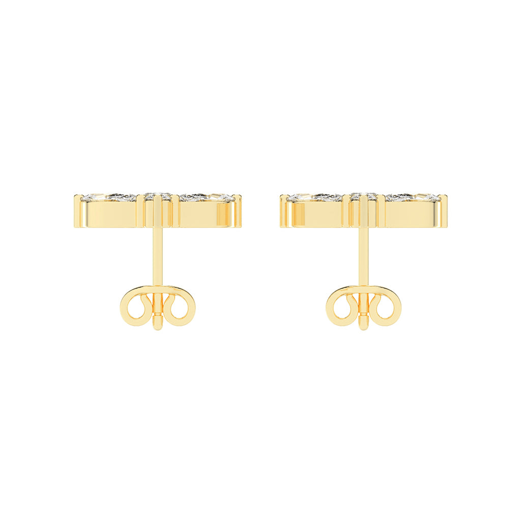 Elegance Petals Marquise Round Diamond Cluster Studs