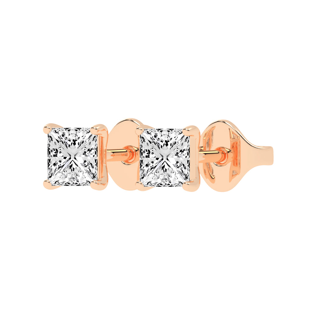 Princess-Cut Solitaire Studs