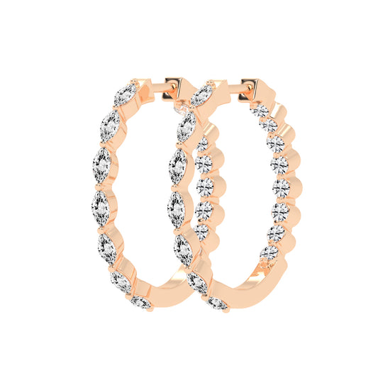 Mixed-Cut Eternity Hoop Earrings