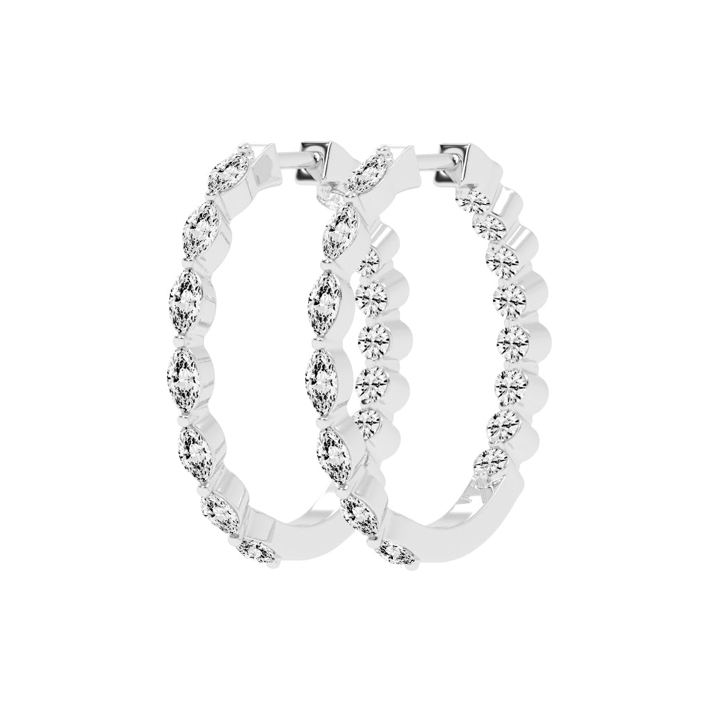 Mixed-Cut Eternity Hoop Earrings