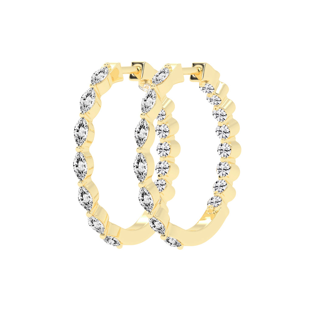Mixed-Cut Eternity Hoop Earrings