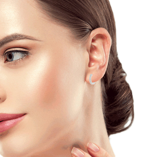Triple Row Pave Hoop Earrings