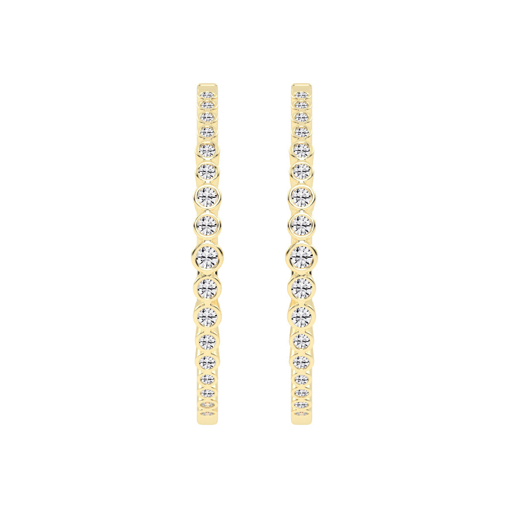 Bezel-Set Eternity Hoop Earrings