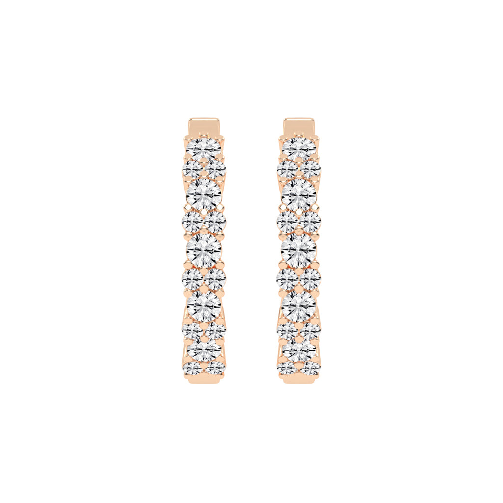 Double Row Pave Hoop Earrings