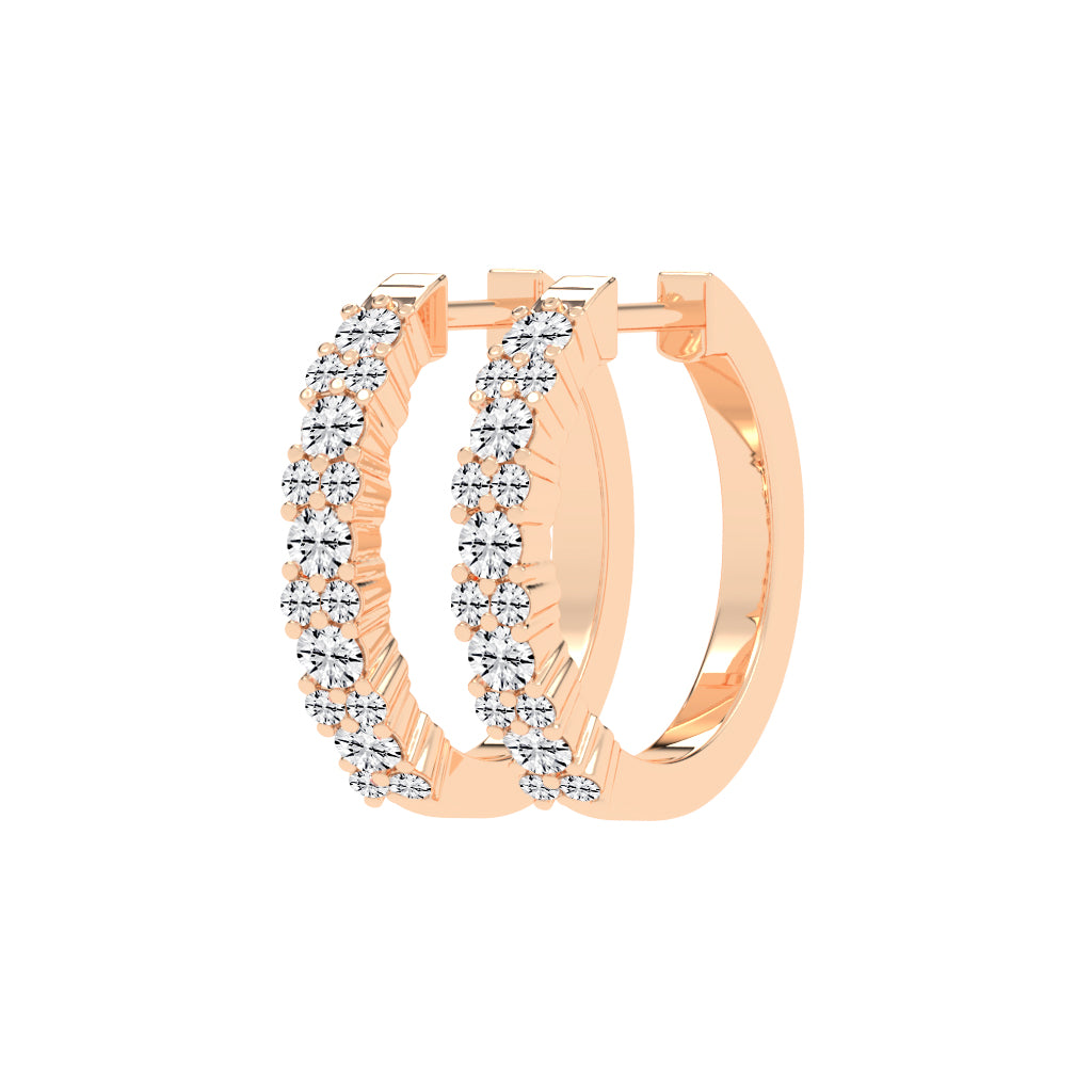 Double Row Pave Hoop Earrings